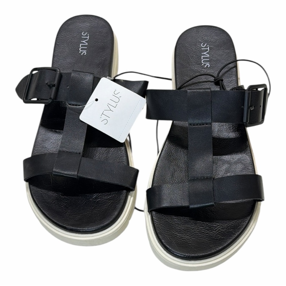 STYLUS Black Strap Sandals